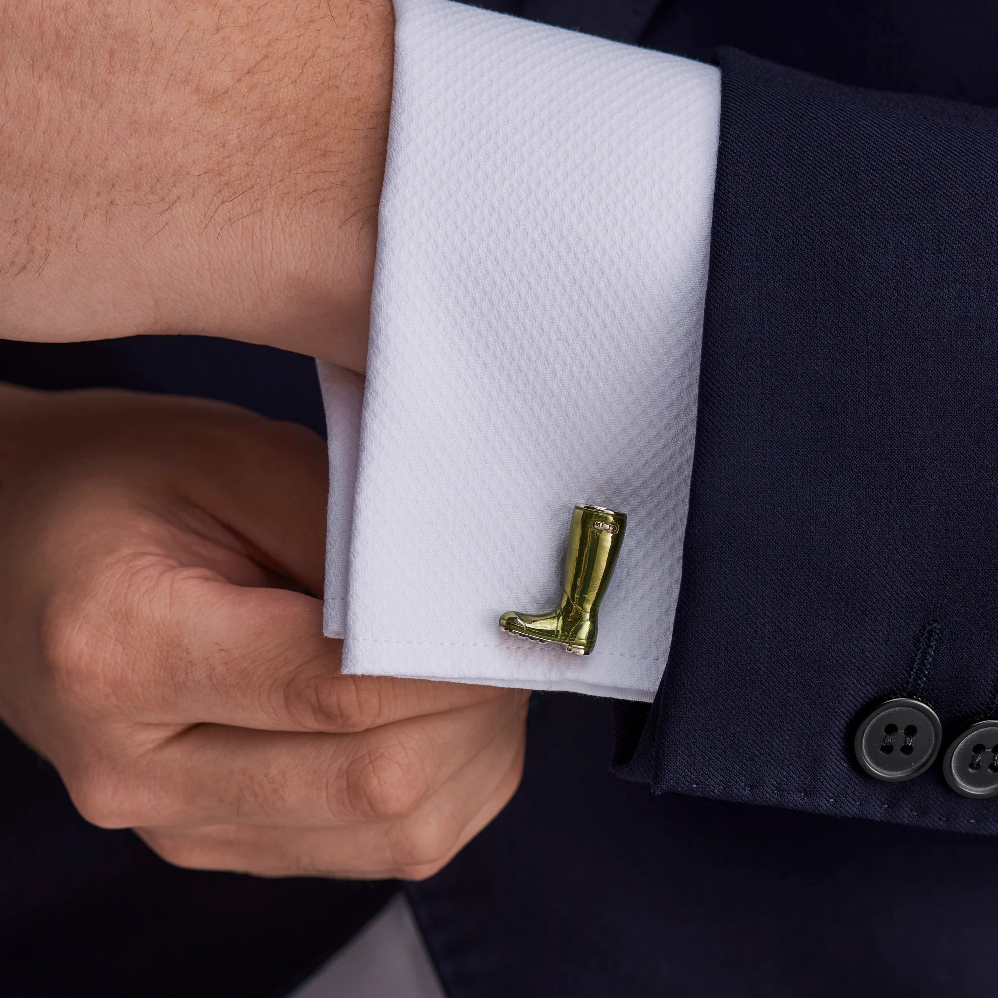 Sterling Silver Green Enamel Wellington Boot Cufflinks – Deakin & Francis - EB London