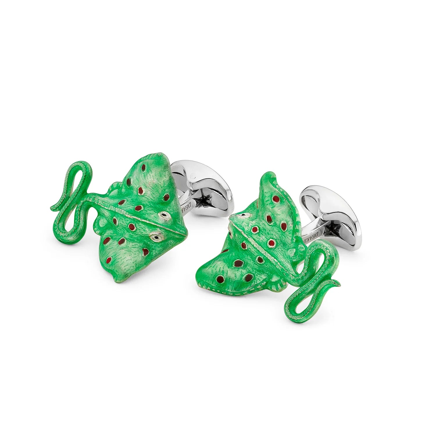 Green leaf-shaped cufflinks with silver accents - EB London
