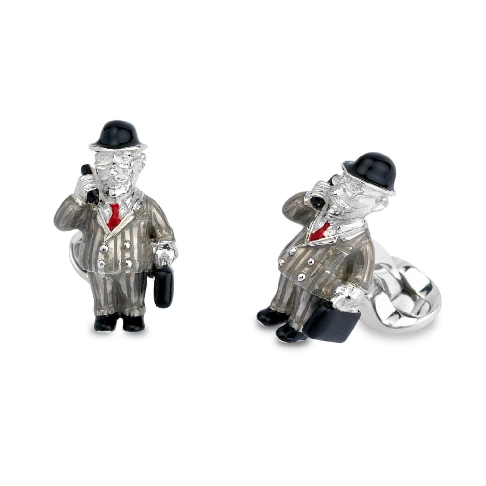 Sterling Silver Grey Suit Businessman Cufflinks with Moving Legs – Deakin & Francis - EB London