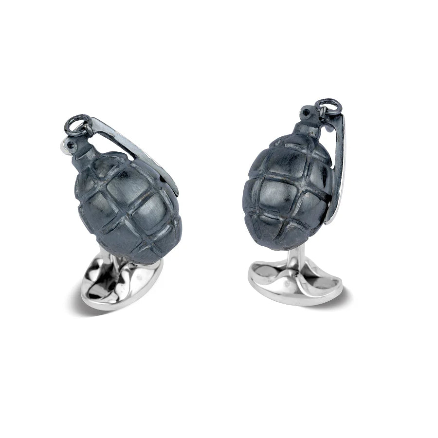 Luxury Sterling Silver Hand Grenade Cufflinks - Deakin & Francis | EB London