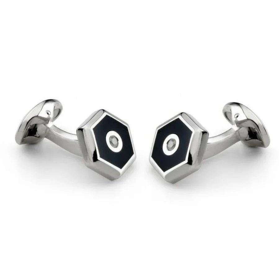 Sterling Silver Hexagonal Onyx and Diamond Dress Set – Deakin & Francis - EB London