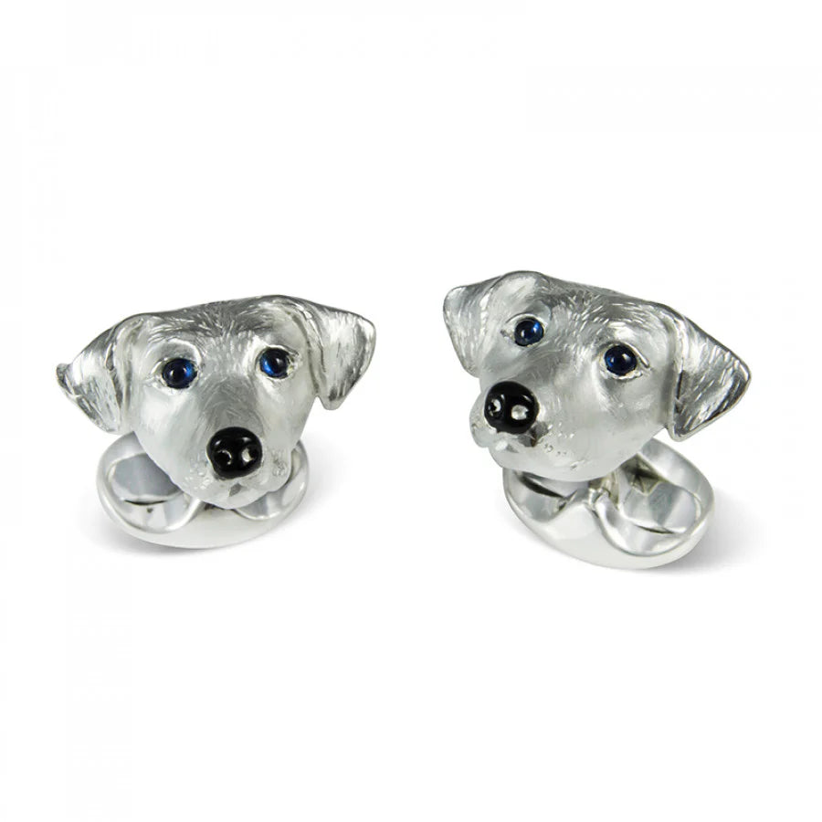 Sterling Silver Jack Russell Cufflinks with Sapphire Eyes - Deakin & Francis | EB London