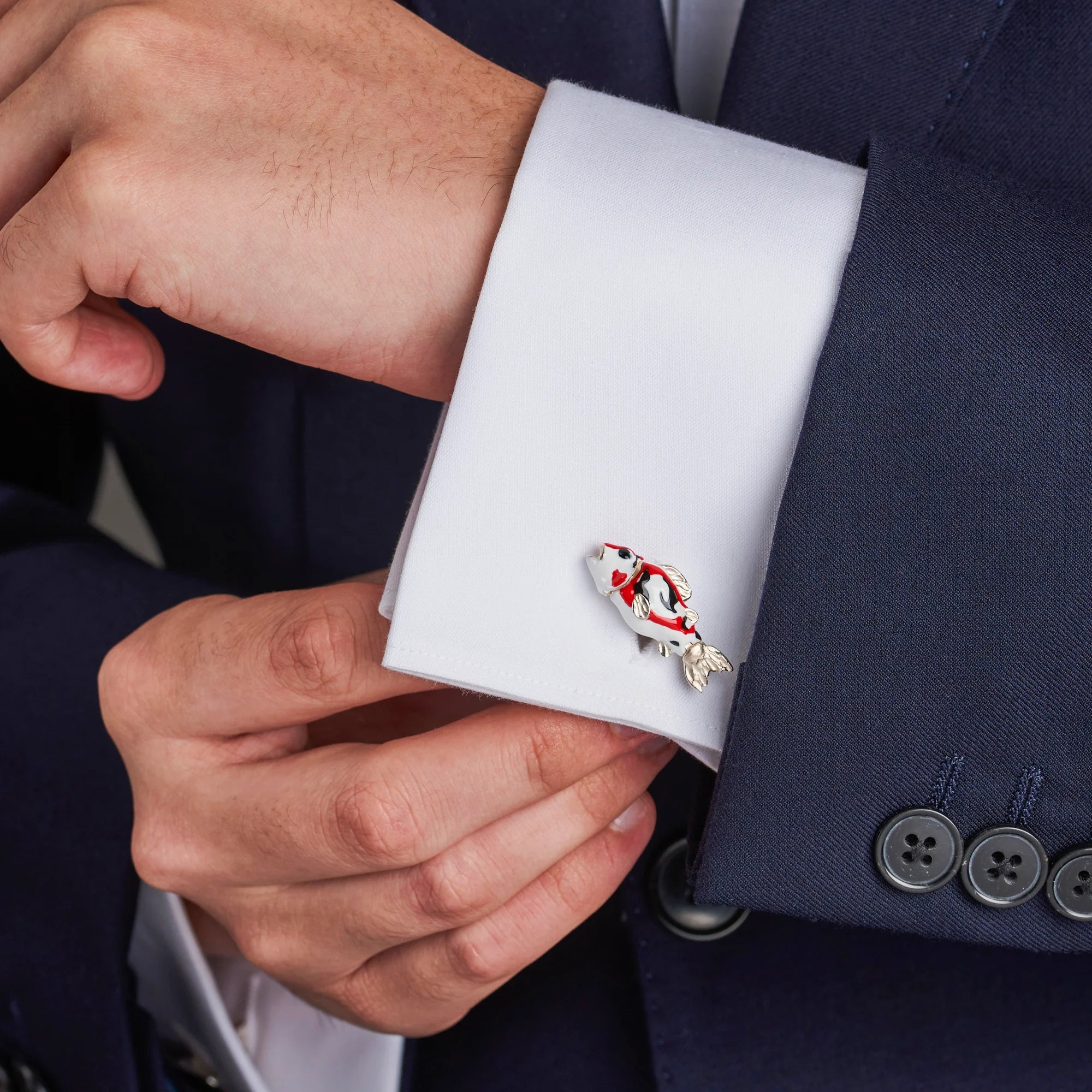 Silver Artistic Koi Fish Cufflinks – Deakin & Francis - EB London
