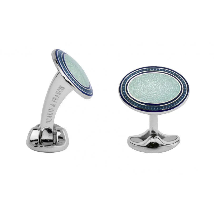 Silver Navy Blue Sky Blue and Silver Enamel Cufflinks - Deakin & Francis | EB London