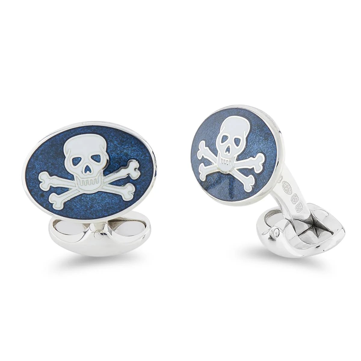 Sterling Silver Navy Blue Skull and Cross Bones Enamel Cufflinks – Deakin & Francis - EB London