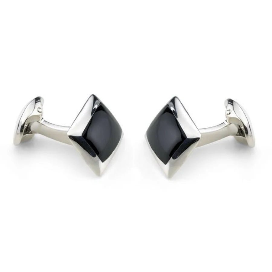 Sterling Silver Oblong Cufflinks with Onyx Inlay – Deakin & Francis - EB London