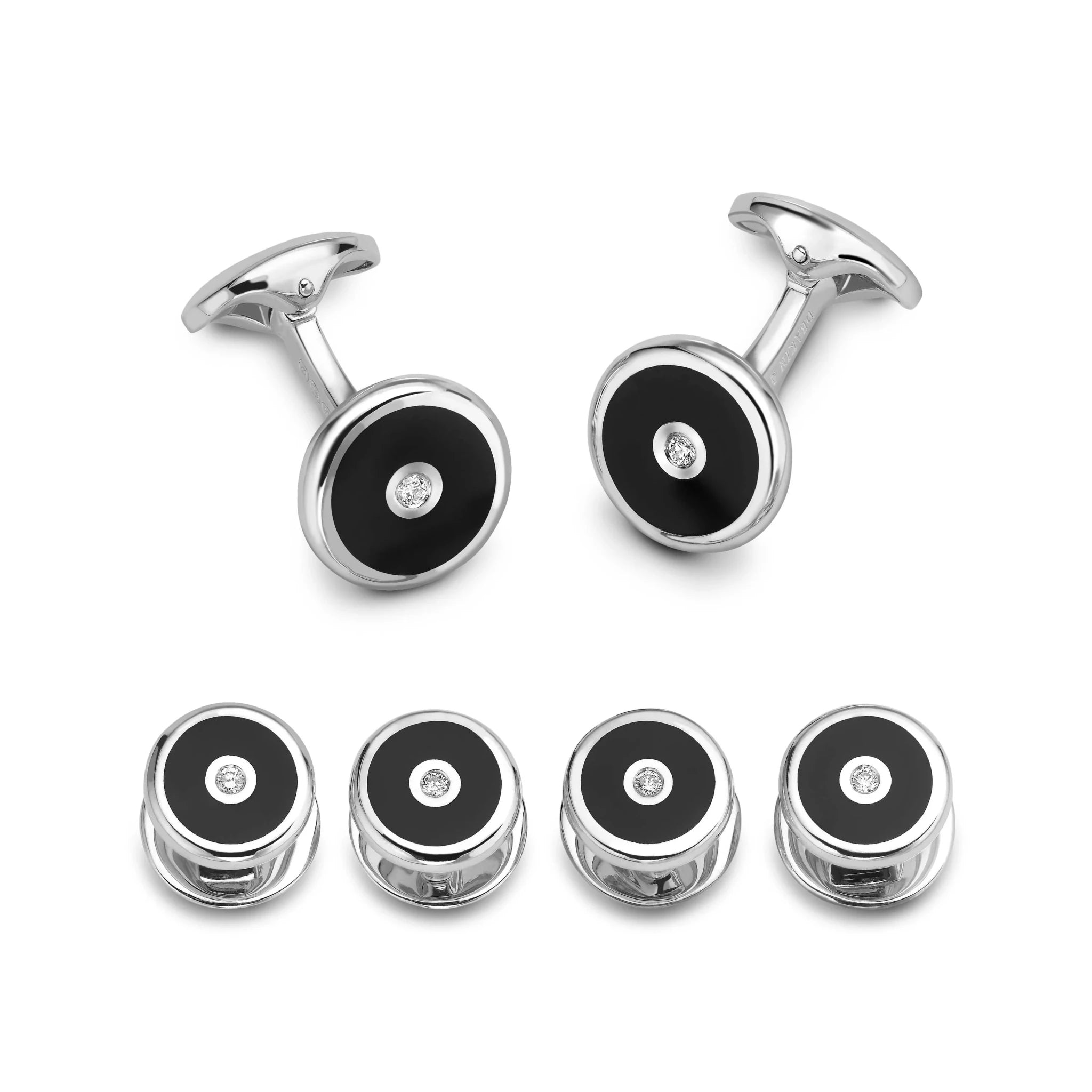 Sterling Silver Onyx Inlay Dress Set With Diamond Centre – Deakin & Francis - EB London