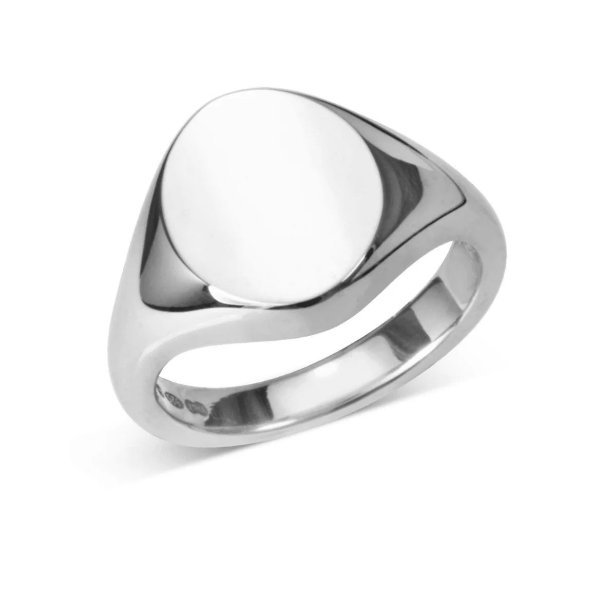 Deakin & Francis sterling silver oval signet ring, 12x10mm, handcrafted in Birmingham, at EB London