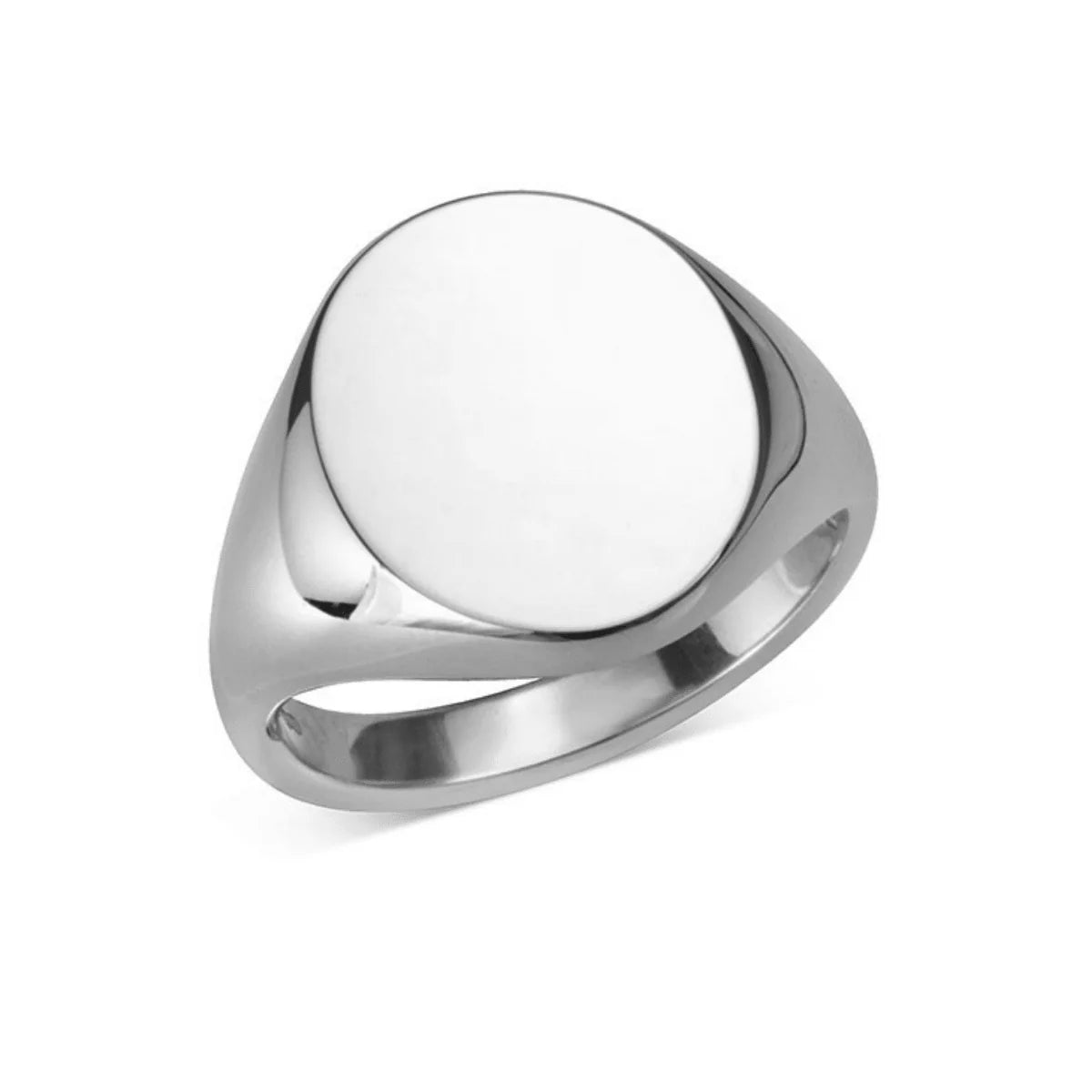 Deakin & Francis sterling silver oval signet ring, 16.5x14mm, handcrafted in Birmingham, at EB London