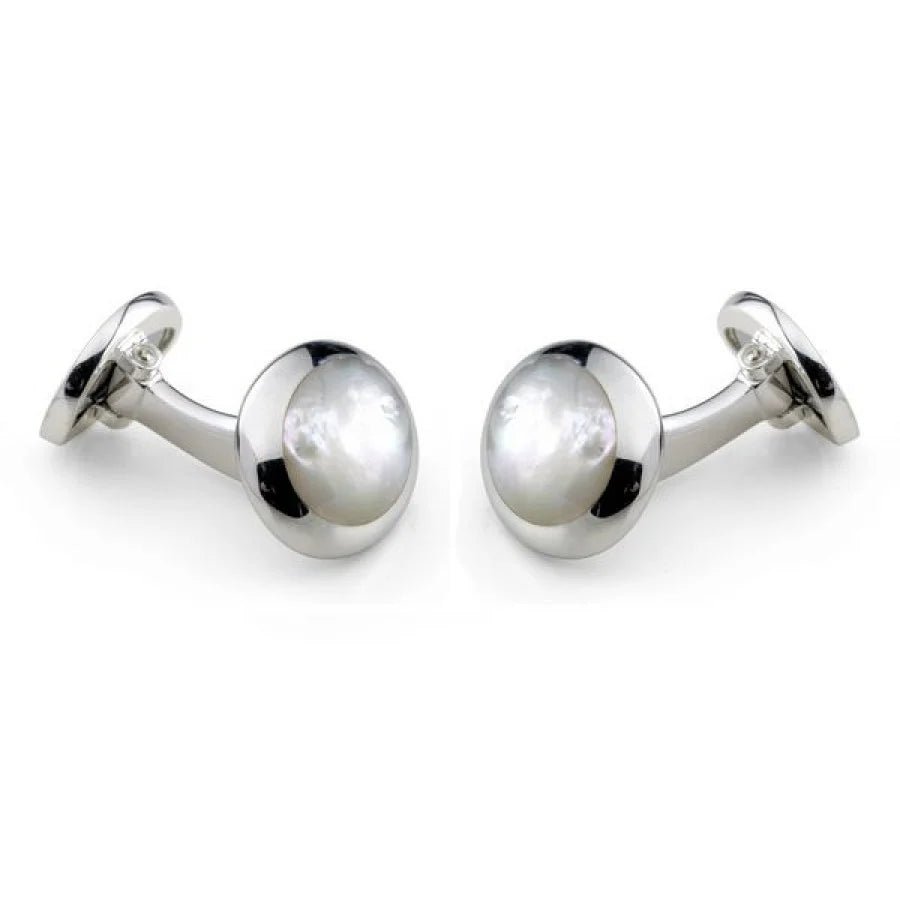 Sterling Silver Oval White Mother - of - Pearl Dress Set – Deakin & Francis - EB London