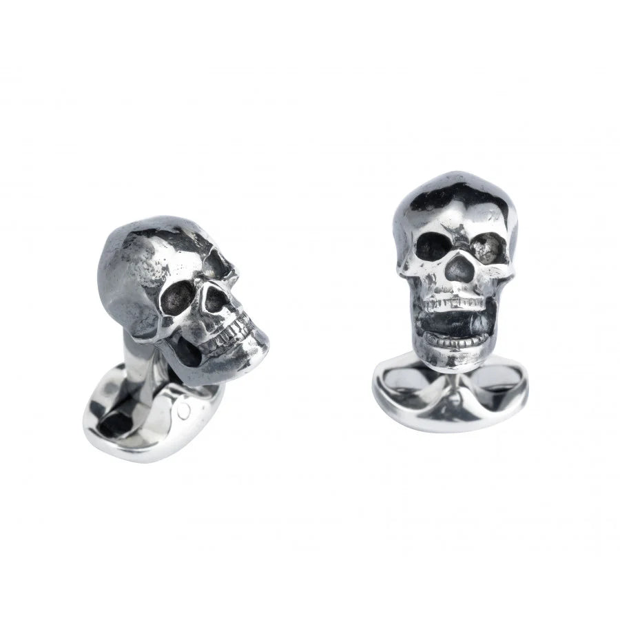 Silver Skull Cufflinks with Oxidised Finish - Deakin & Francis | EB London