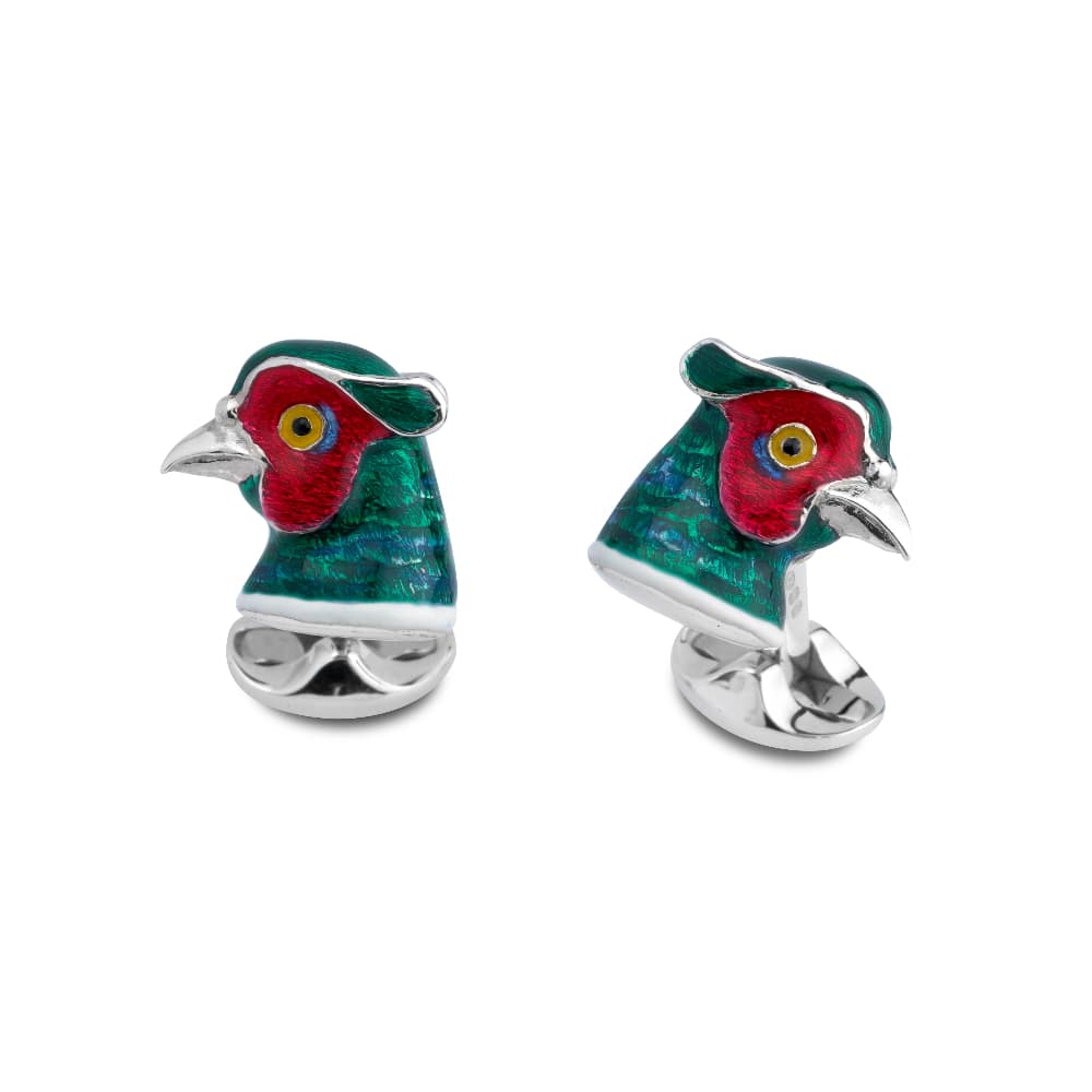 Luxury Sterling Silver Pheasant Head Cufflinks - Deakin & Francis | EB London
