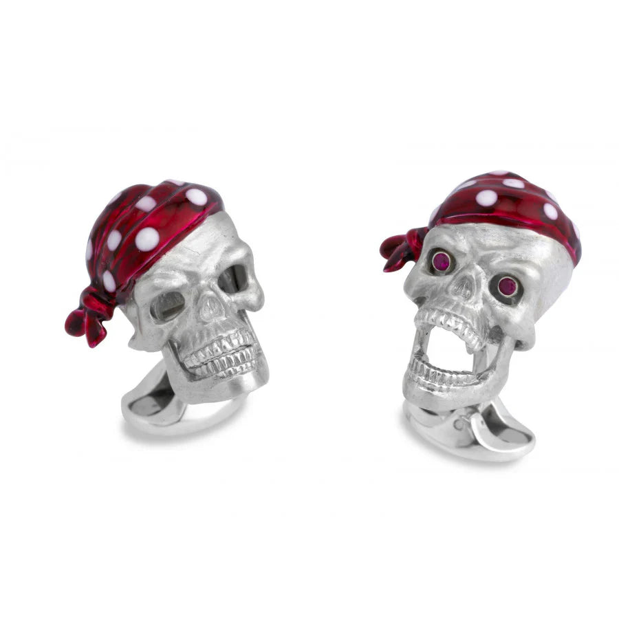 Sterling Silver Pirate Skull Cufflinks with Ruby Eyes – Deakin & Francis - EB London