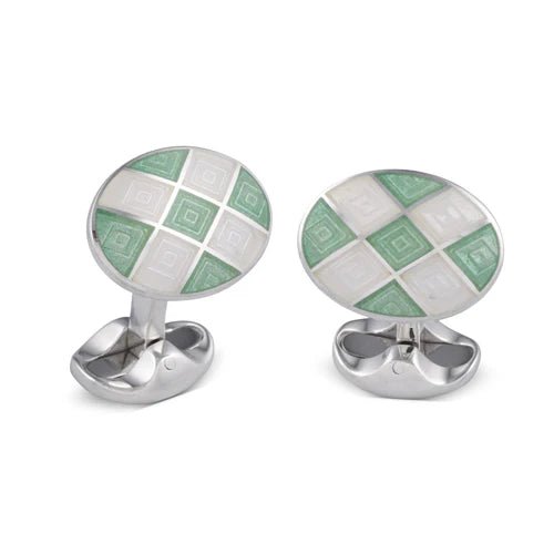Sterling Silver Plain Green and Clear Enamel Cufflinks – Deakin & Francis - EB London