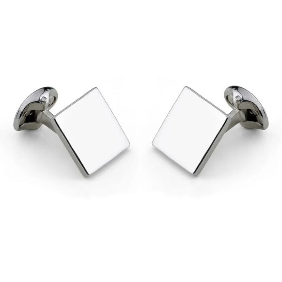Sterling silver 15mm plain square cufflinks with spring link fitting by Deakin & Francis at EB London