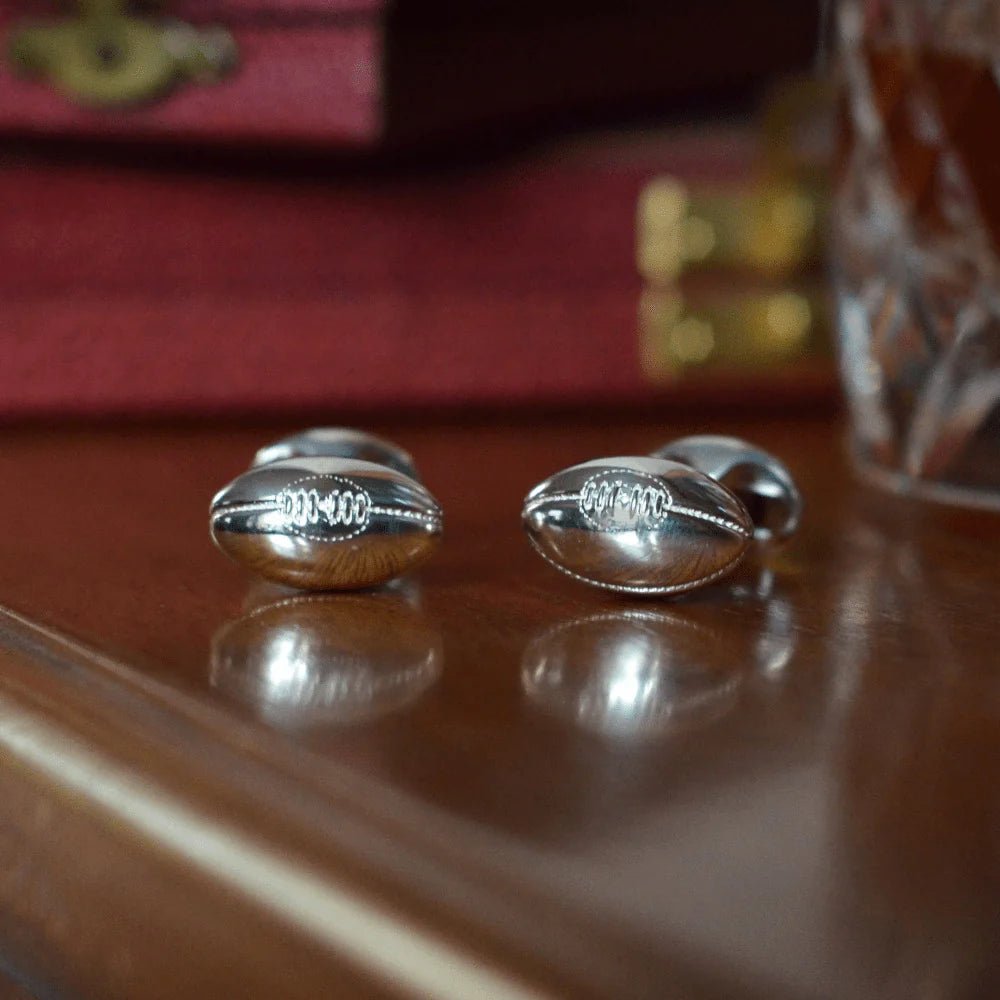 Sterling Silver Polished Rugby Ball Cufflinks – Deakin & Francis - EB London