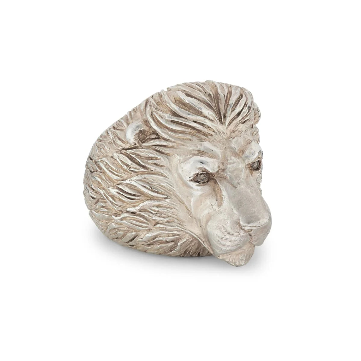 silver proud lion ring with cognac diamond eyes by Deakin & Francis at EB London