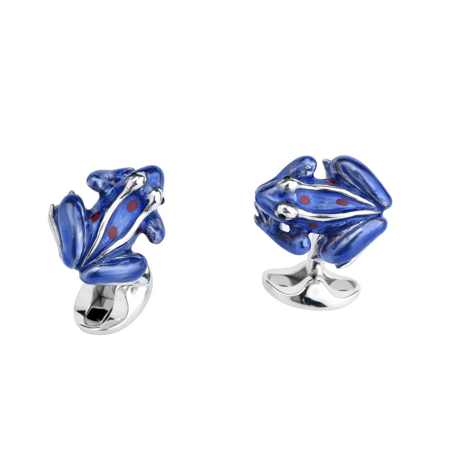 Luxury Sterling Silver Purple and Red Enamel Frog Cufflinks - Deakin & Francis | EB London