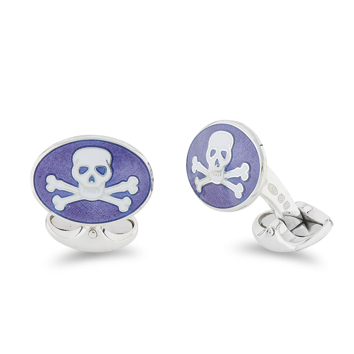 Silver Purple Skull and Cross bones Enamel Cufflinks - Deakin & Francis | EB London