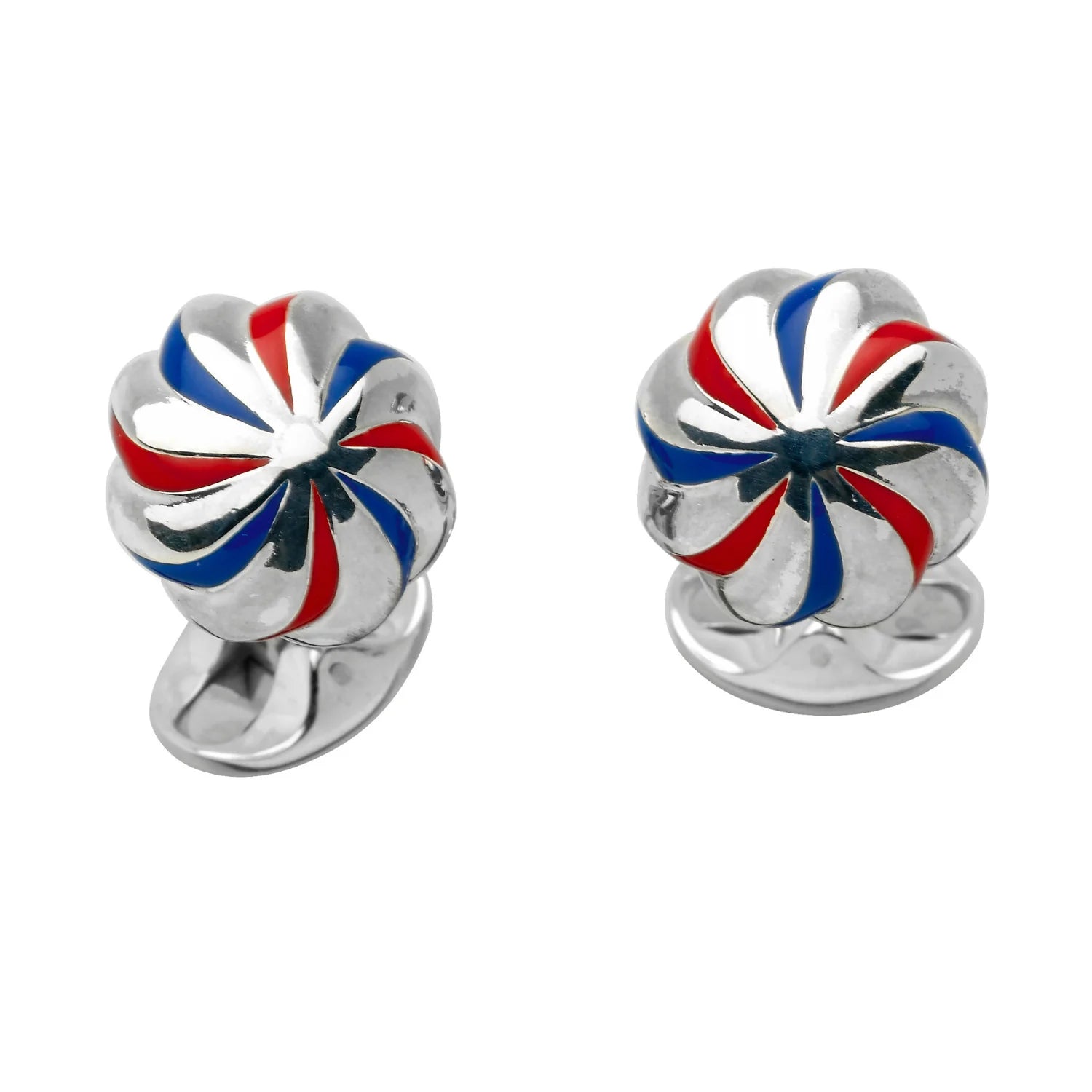 Silver Red and Blue Pumpkin Knot Cufflinks with Enamel - Deakin & Francis | EB London