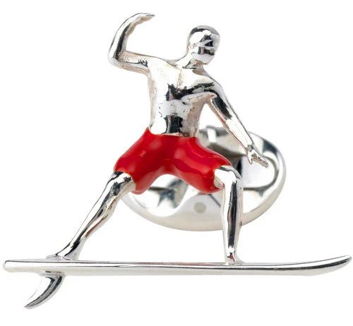 Sterling Silver Red Enamel Surfer Cufflinks – Deakin & Francis - EB London