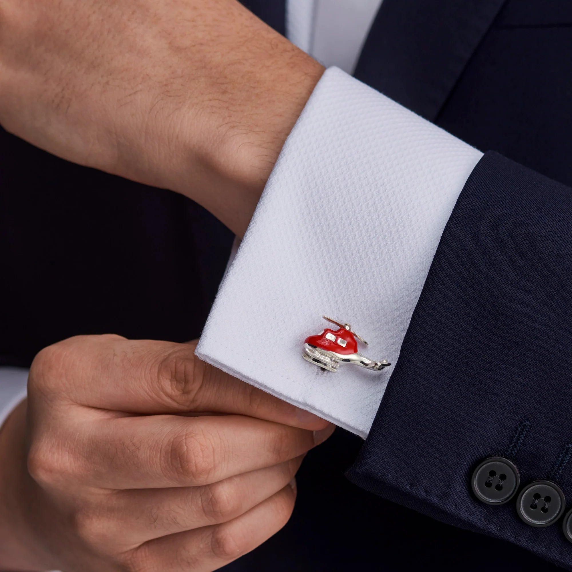 Sterling Silver Red Helicopter Cufflinks with Rotating Blades – Deakin & Francis - EB London