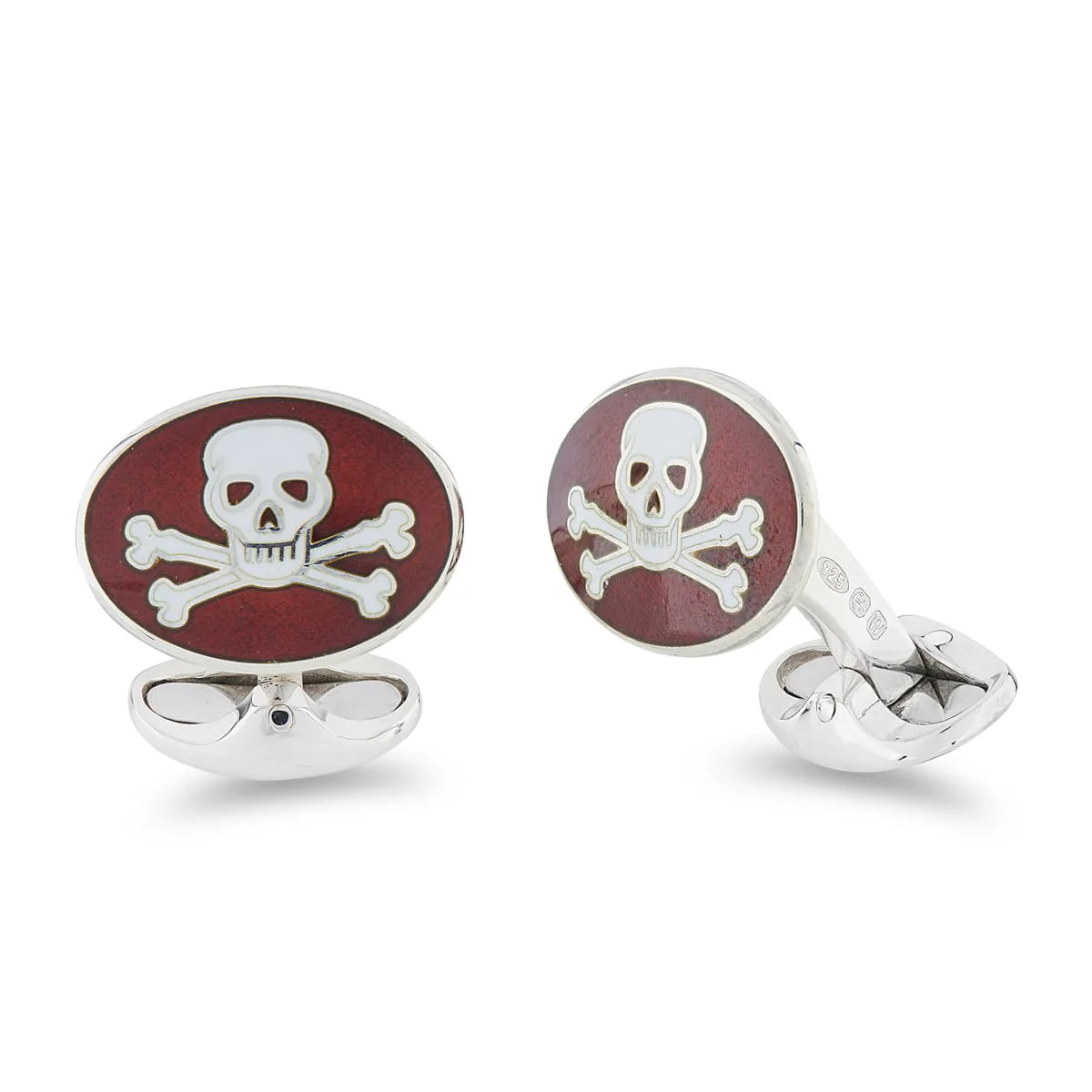 Silver Red Skull and Crossbones Enamel Cufflinks - Deakin & Francis | EB London