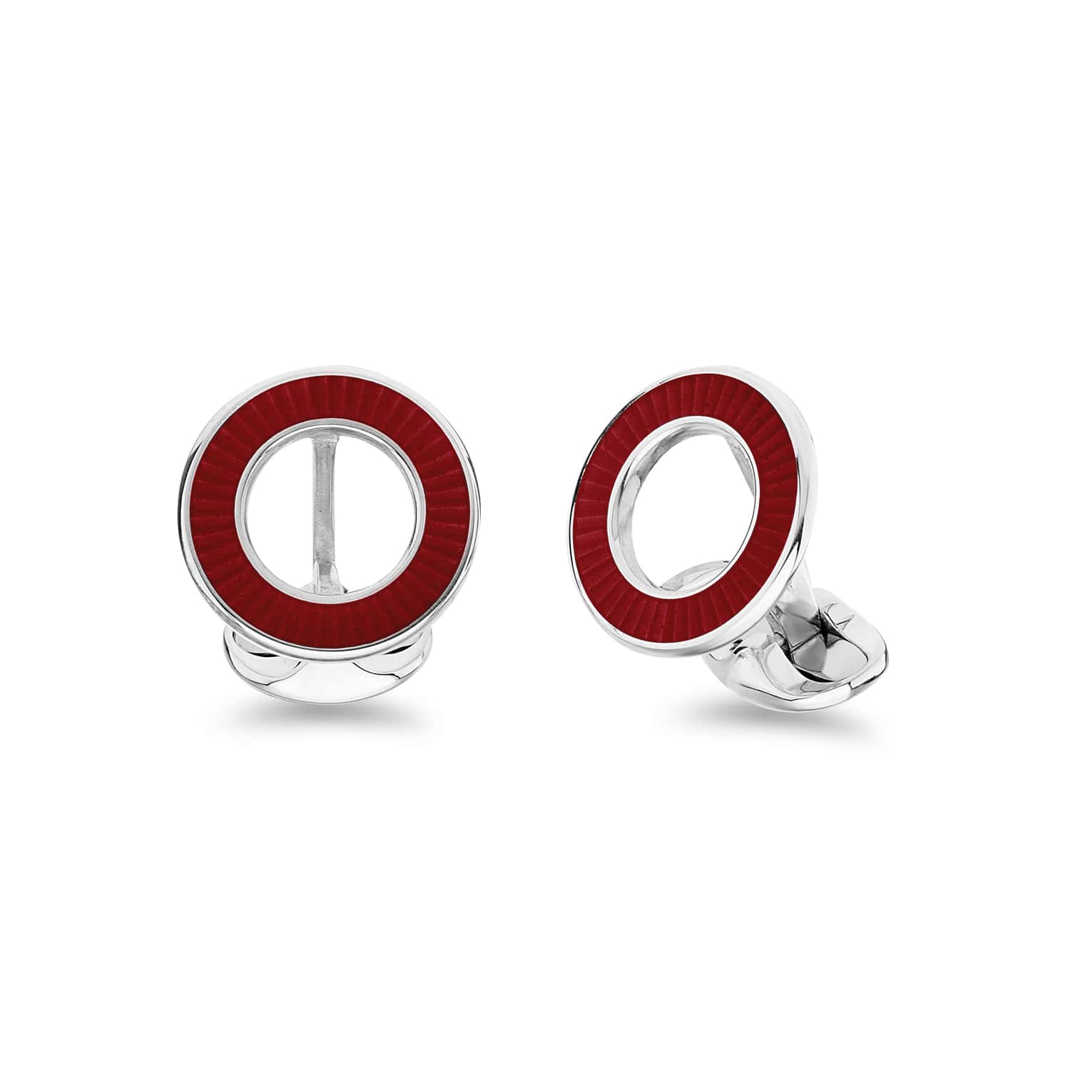 Sterling Silver Red Vitreous Enamel Faceted Cufflinks - Deakin & Francis - EB London