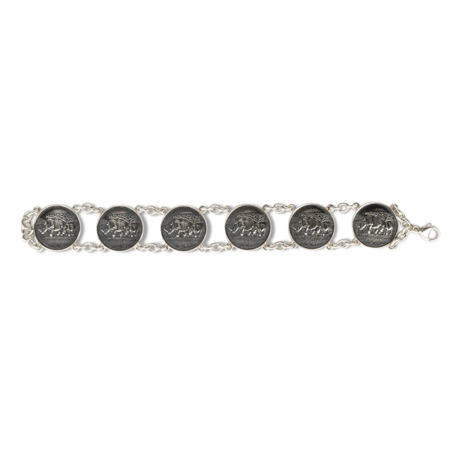 silver rhino 6 disc bracelet from Ithuba Collection by Deakin & Francis at EB London