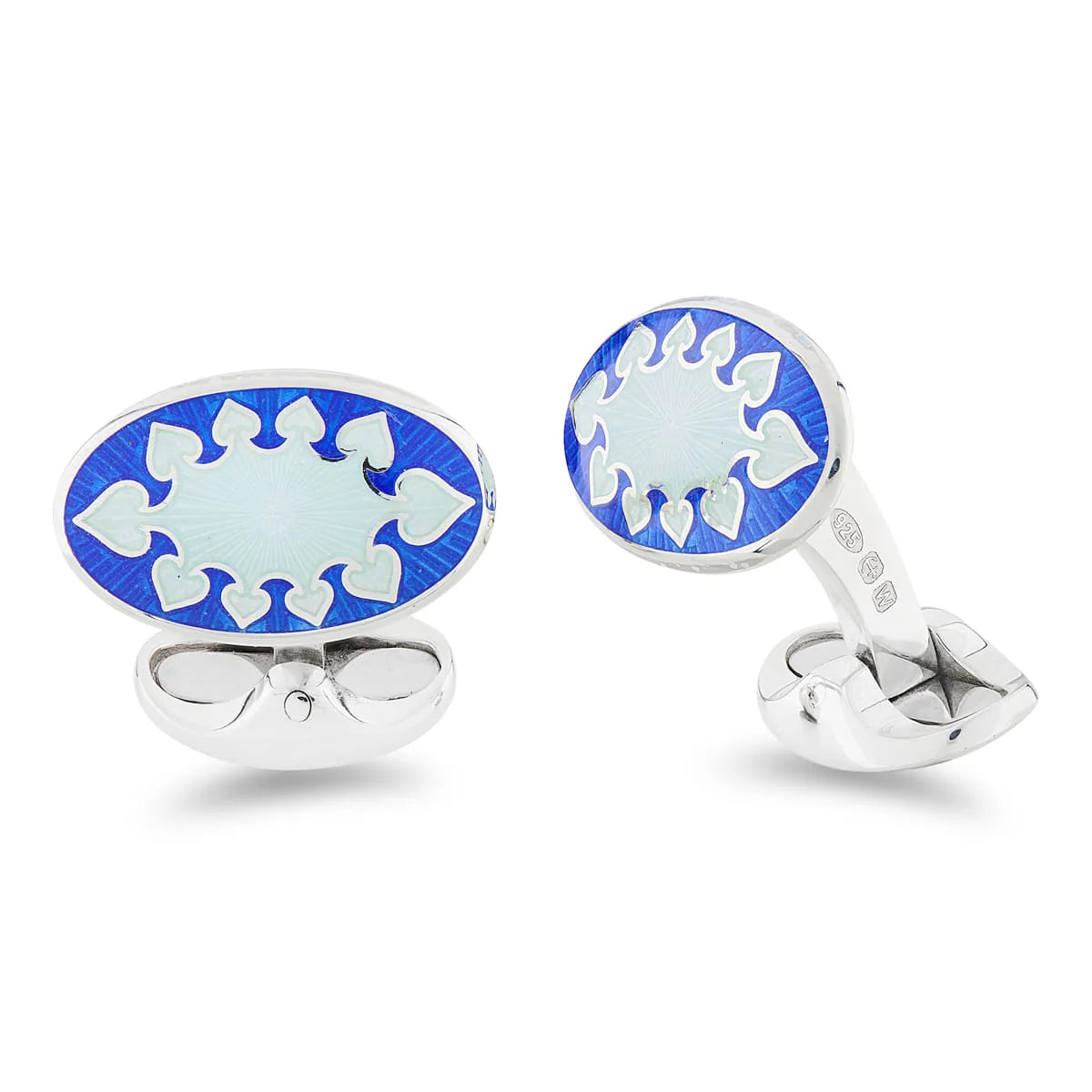 Silver Royal Blue and Bentley Blue Fancy Design Cufflinks - Deakin & Francis | EB London