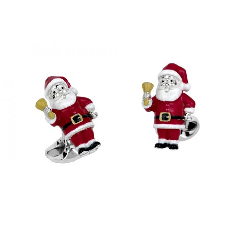 Silver Santa Claus Cufflinks with Hand-Enamelled Detail - Deakin & Francis | EB London