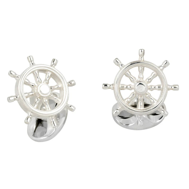 Silver Ship Wheel Cufflinks for Sailors - Deakin & Francis | EB London