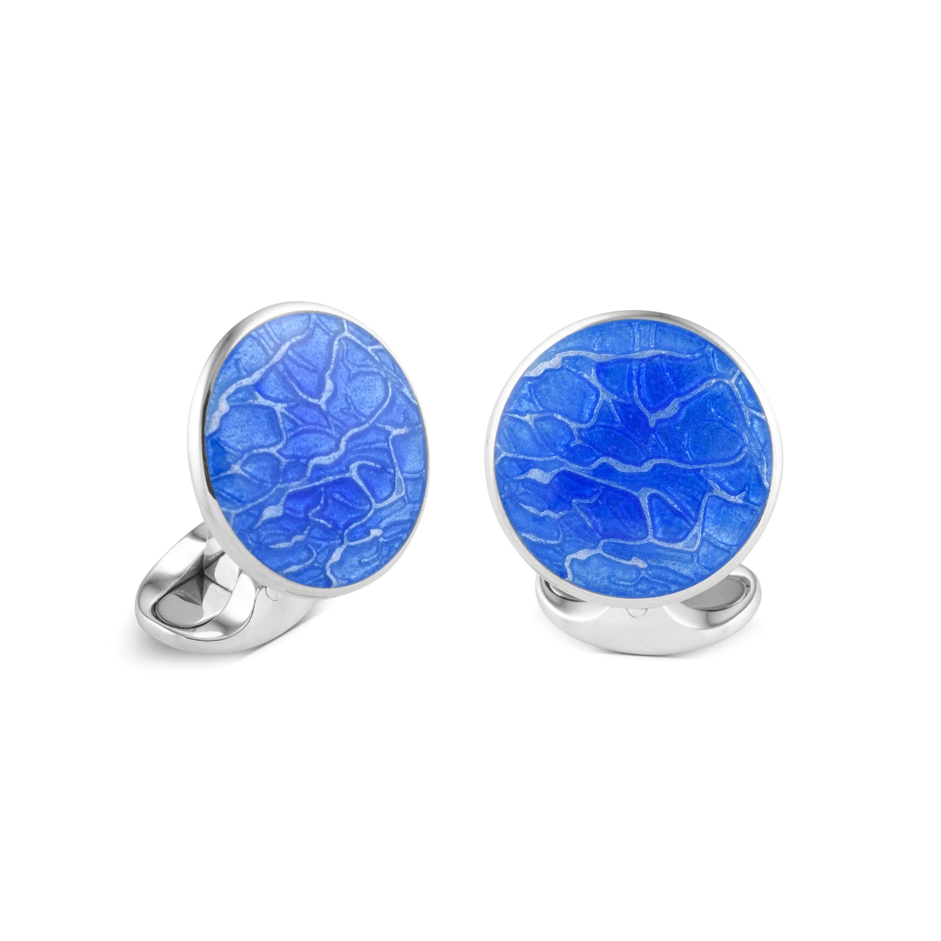 Silver Sky Blue Pool Cufflinks with Swirling Enamel - Deakin & Francis | EB London