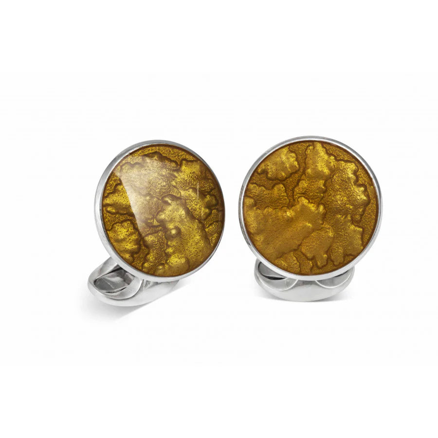 Luxury Sterling Silver Summer Haze Enamel Cufflinks in Burnt Orange - Deakin & Francis | EB London