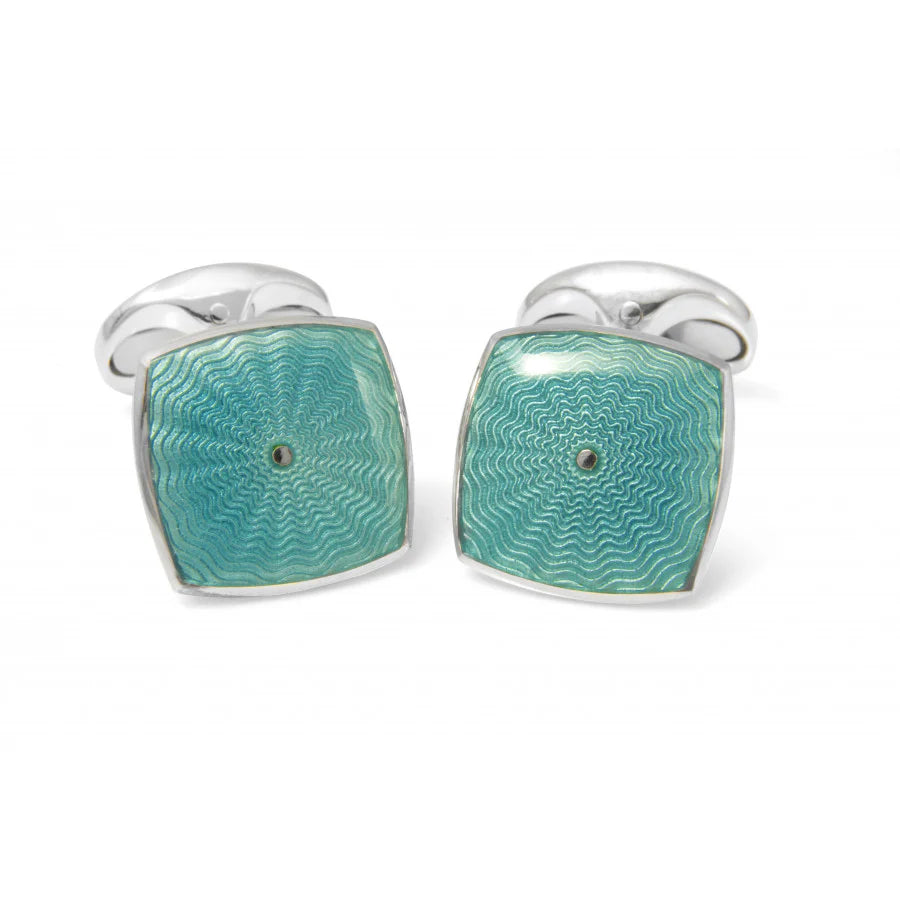 Luxury Sterling Silver Teal Blue Enamel Cufflinks - Deakin & Francis | EB London