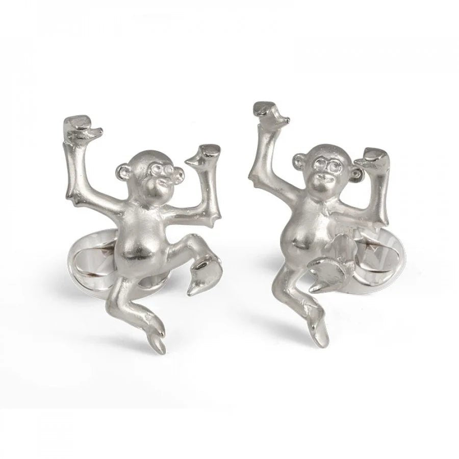 Sterling Silver Tom Dancing Monkey Design Cufflinks - EB London