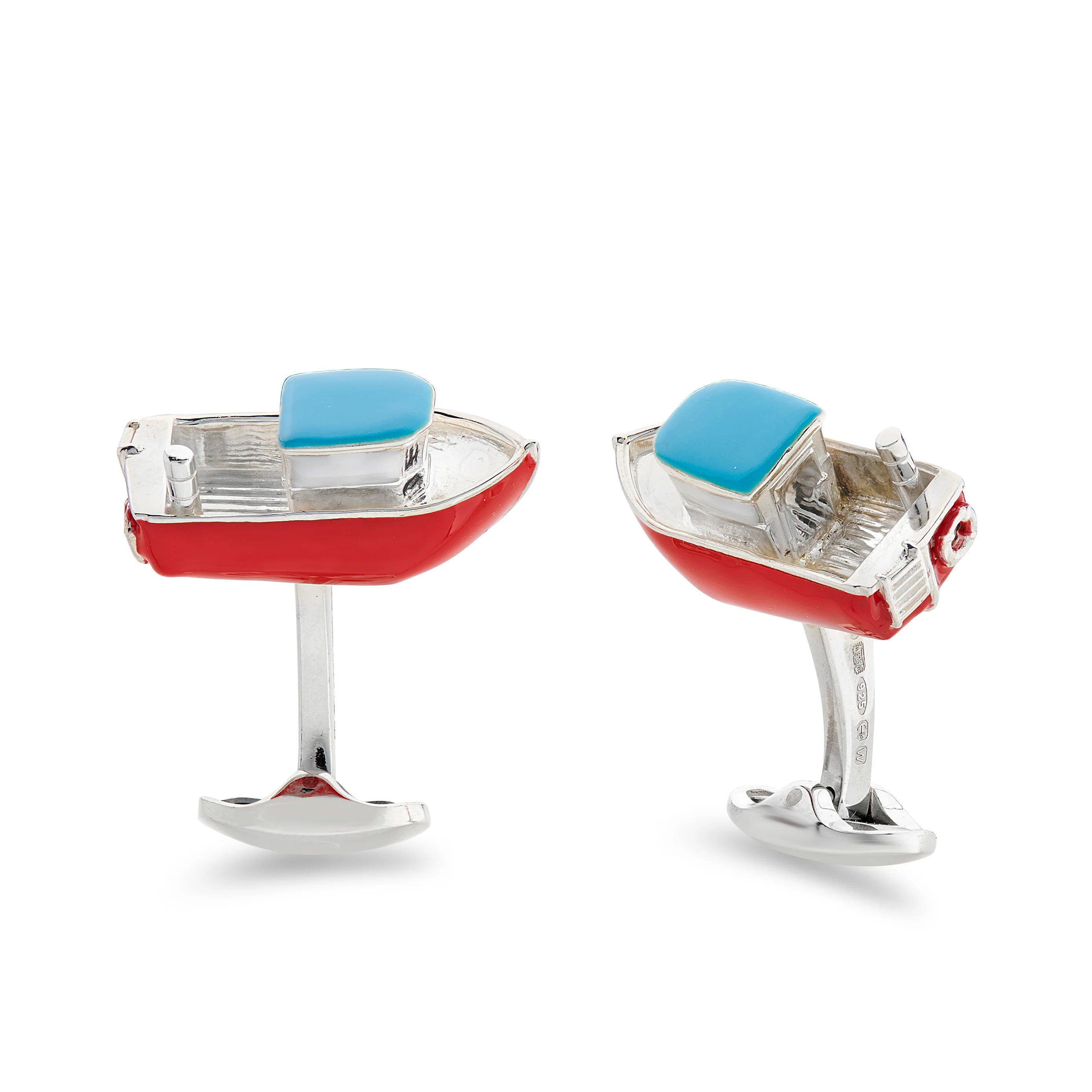 Sterling Silver Toy Boat Cufflinks with Red & Blue Enamel – Deakin & Francis - EB London