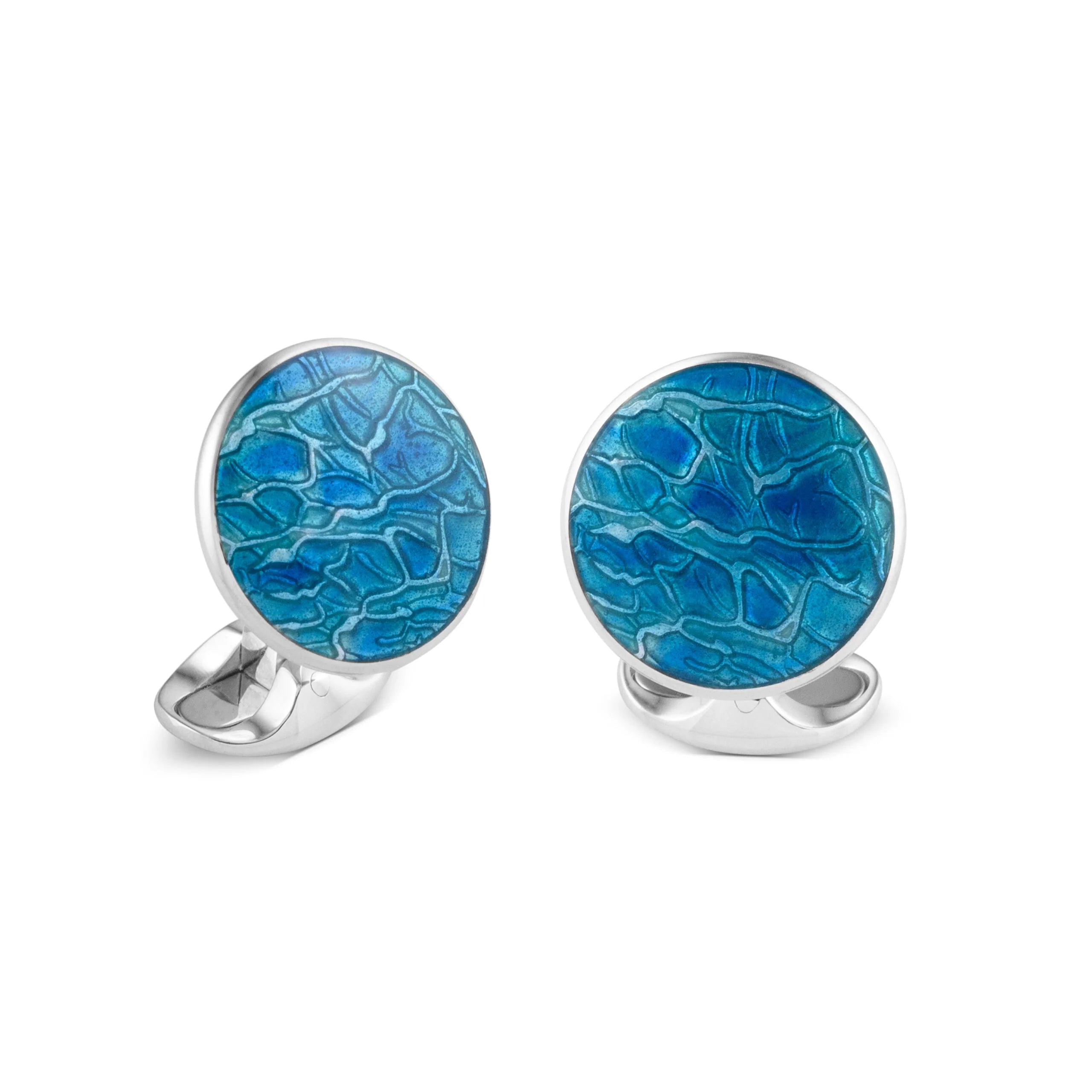 Silver Turquoise Blue Cufflinks from Ocean Haze Collection - Deakin & Francis | EB London