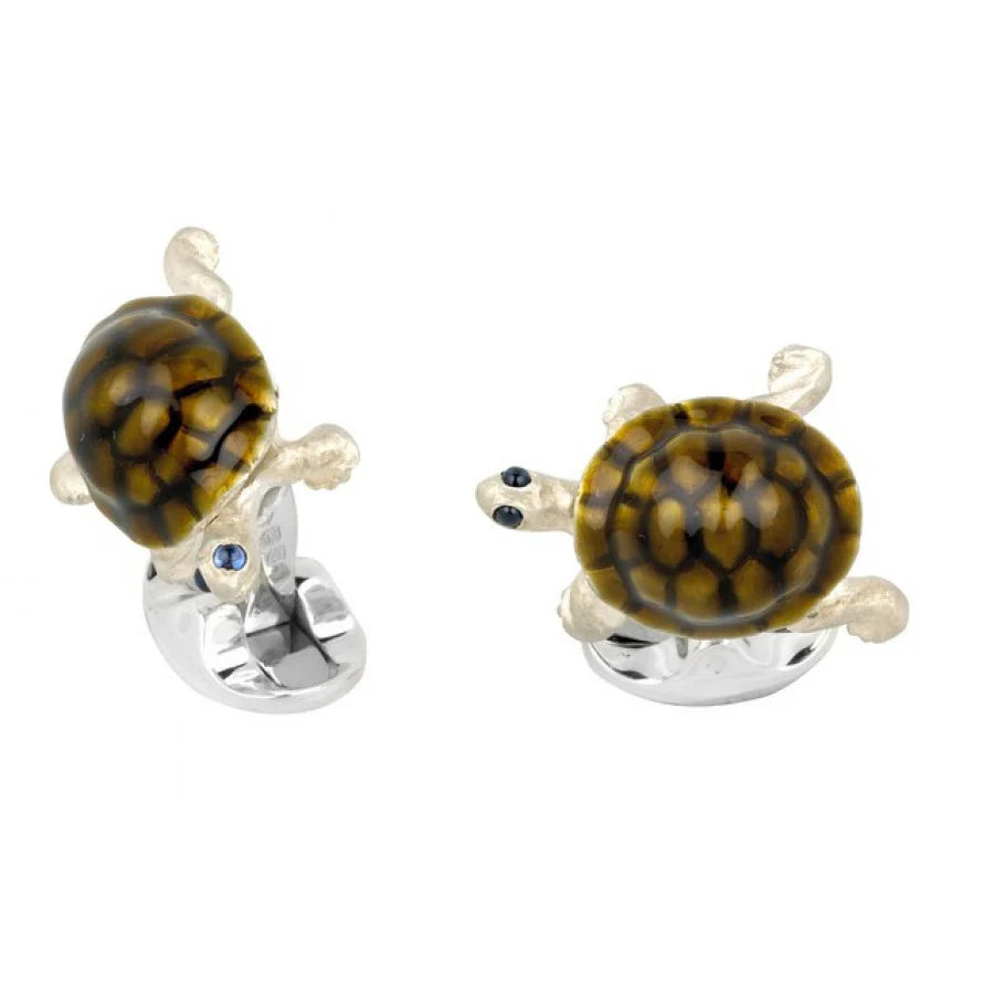 Sterling Silver Walking Tortoise Cufflinks with Sapphire Eyes – Deakin & Francis - EB London