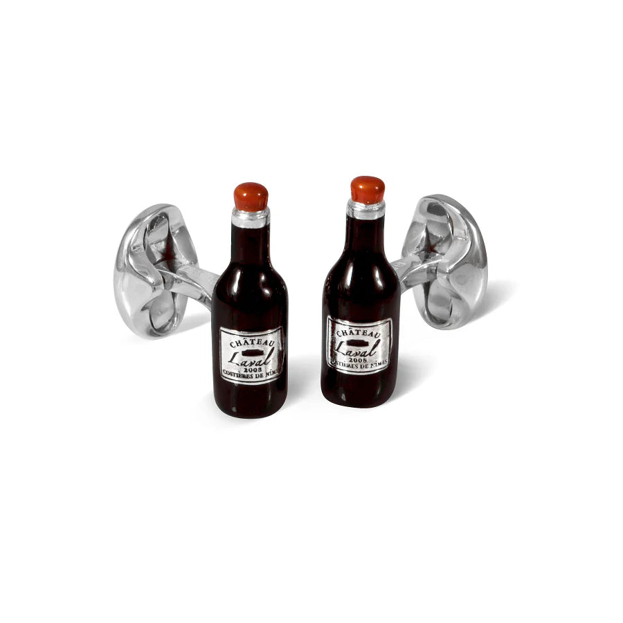 Luxury Sterling Silver Wine Bottle Cufflinks - Deakin & Francis | EB London