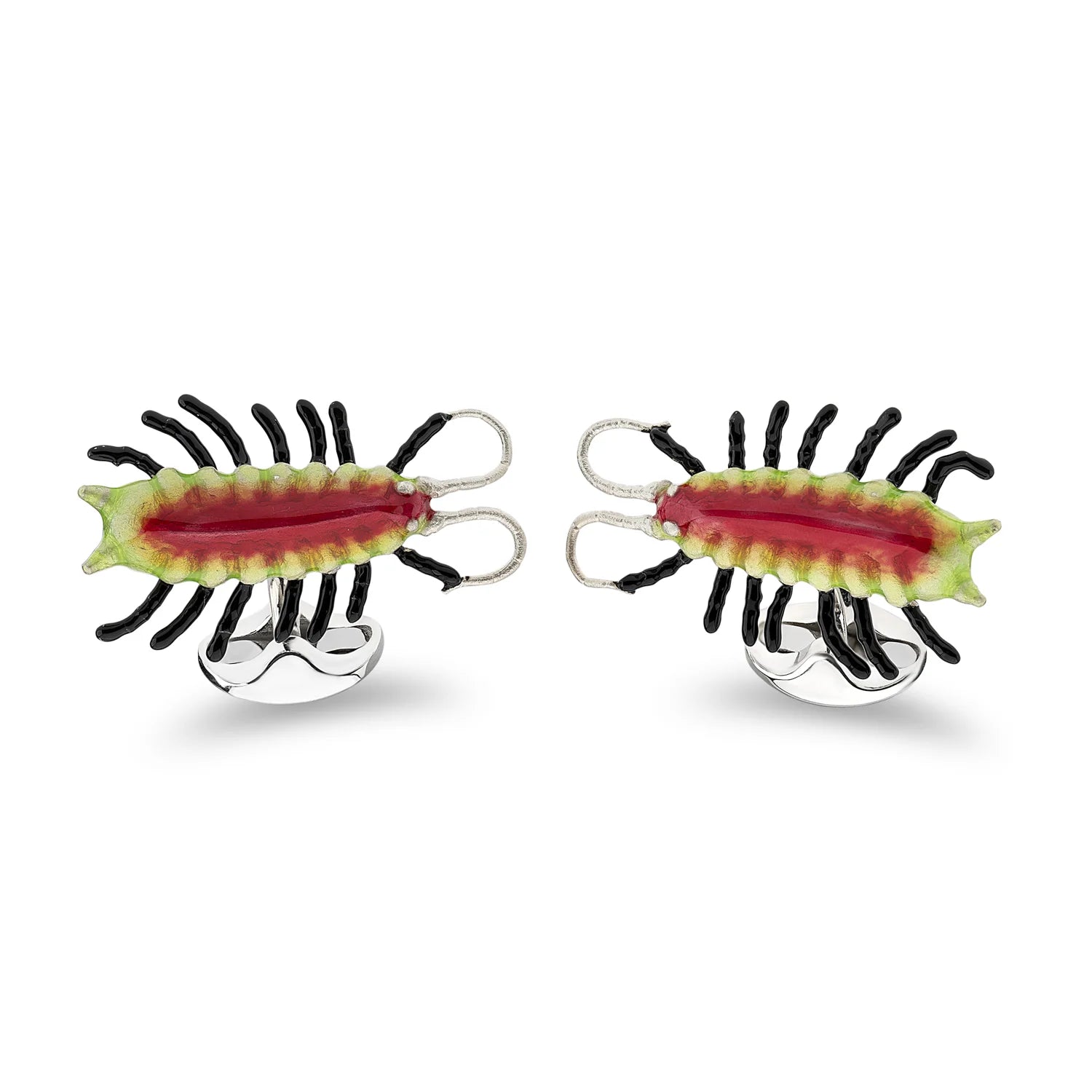 Silver Yellow and Red Centipede Cufflinks with Enamel - Deakin & Francis | EB London
