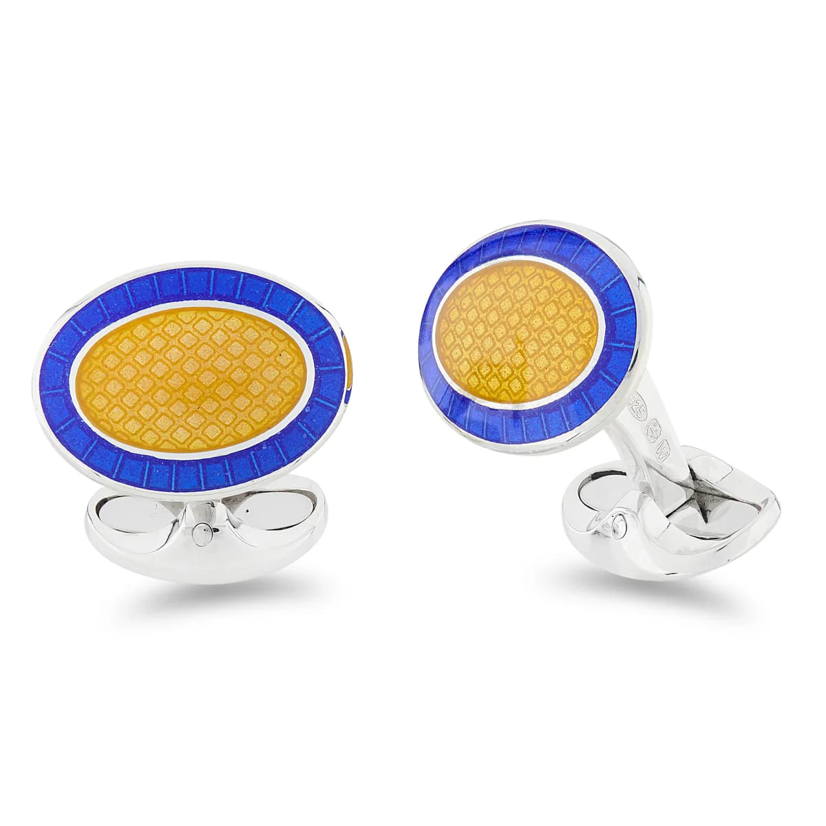 Sterling Silver Yellow and Royal Blue Enamel Cufflinks – Deakin & Francis - EB London