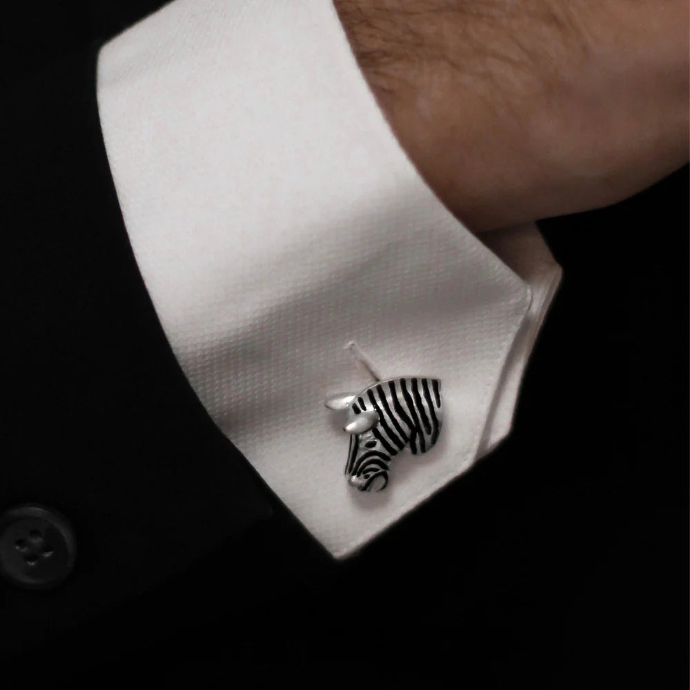 Silver Zebra Cufflinks with Sapphire Eyes – Deakin & Francis - EB London