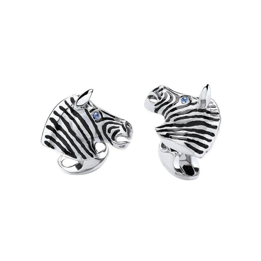 Sterling Silver Zebra Cufflinks with Sapphire Eyes – Deakin & Francis - EB London