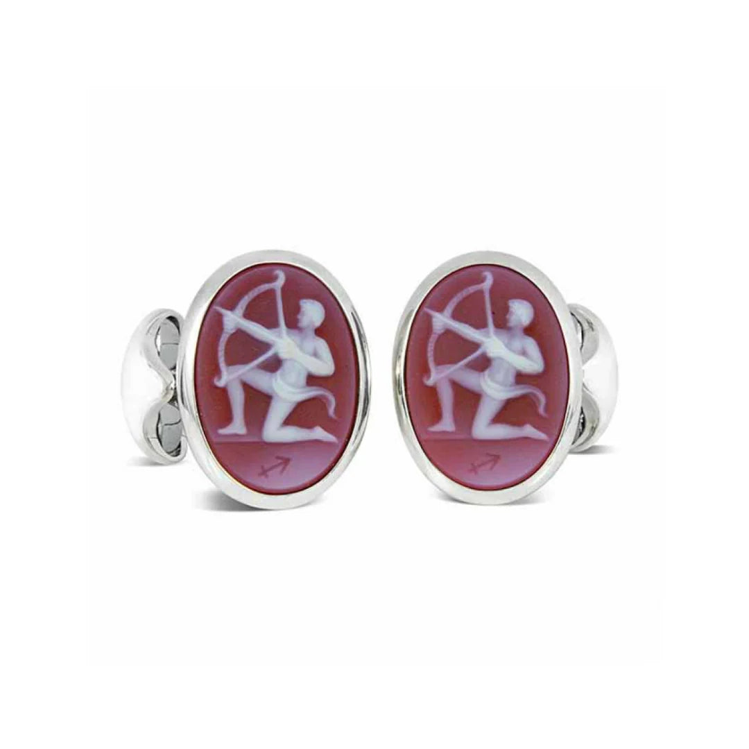 Sterling Silver Zodiac Cufflinks – Sagittarius with Sardonyx Stone – Deakin & Francis - EB London