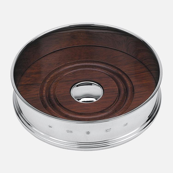 Carrs Silver straight sterling silver bottle coaster with polished finish, hallmarked