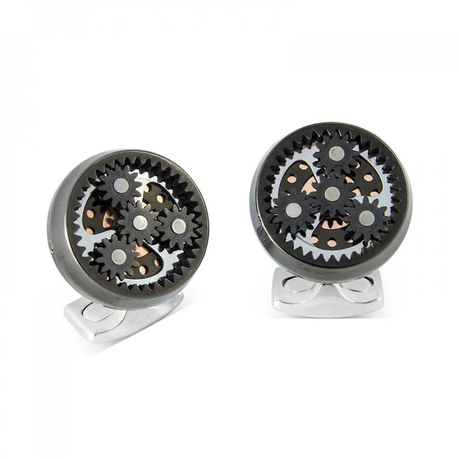 Sun & Planet Gear Cufflinks - Gunmetal Black – Deakin & Francis - EB London