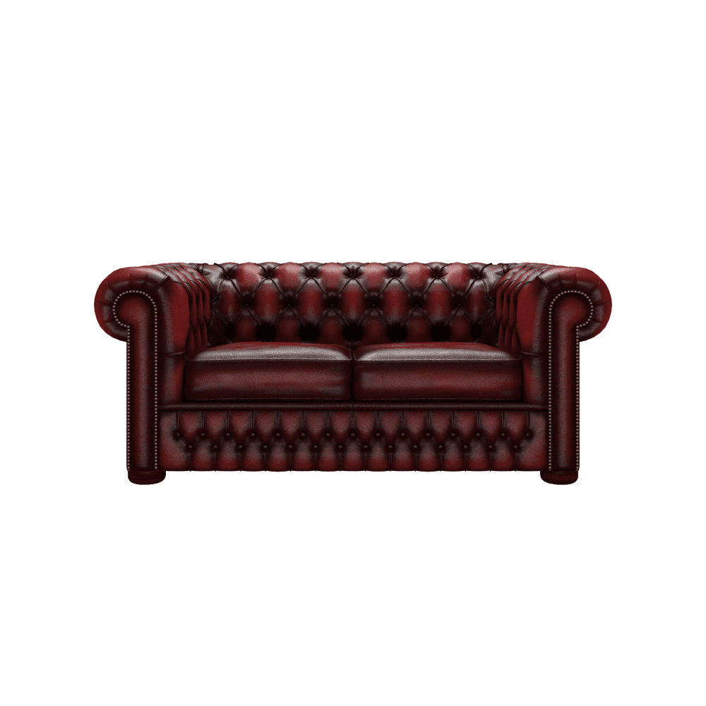 Sofa by Saxon - Heritage Chesterfield 2 Seater Sofa - Handcrafted Leather – Antique Red / Oxblood - EB London