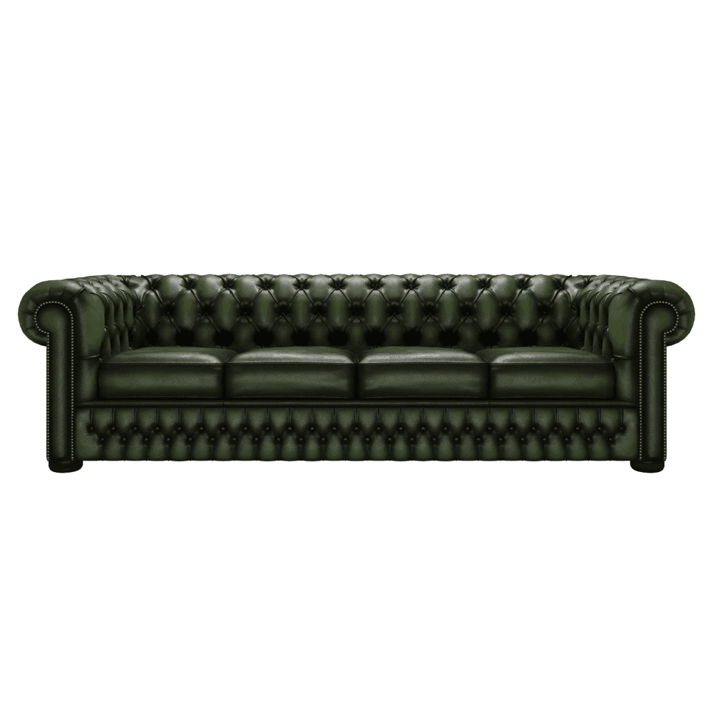 Sofa by Saxon - Heritage Chesterfield 4 Seater Sofa - Handcrafted Leather – Antique Green - EB London