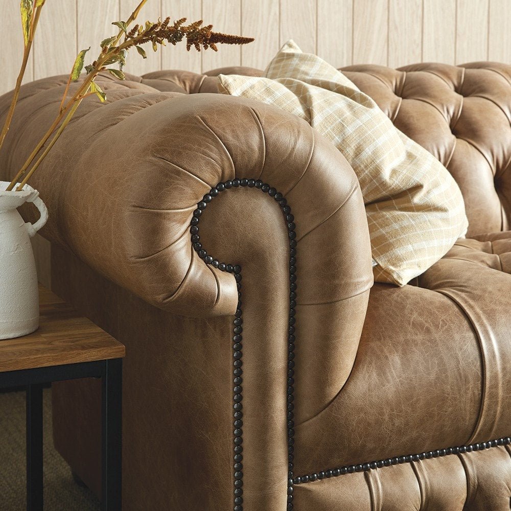 The Saxon Classic Belgravia Sectional Sofa Corner Unit (3X2) | Hand - Burnished Leather Chesterfield - EB London